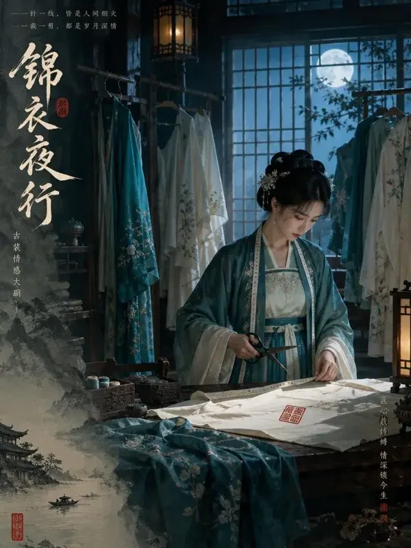 《月影裁》封面海报,长安悬案题材,一件宫样少了半寸,整座坊都要赔。